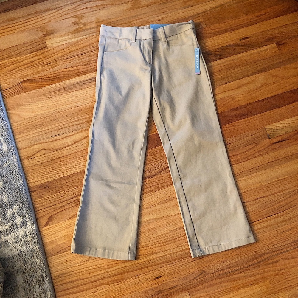 NWT Nautica Girls School Uniform Khaki Pants Size 6 Regular Adjustable Waist